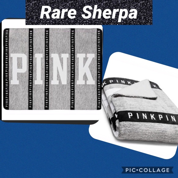 Vs pink Sherpa blanket rare grey logo 60* 72 GREY LOGO